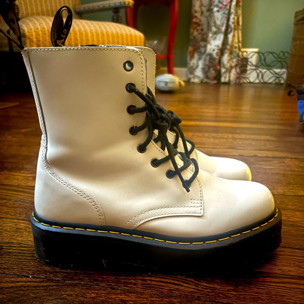 White Dr. Martens 1460 boots